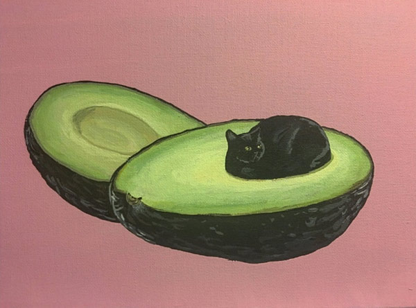 cat in avocado art