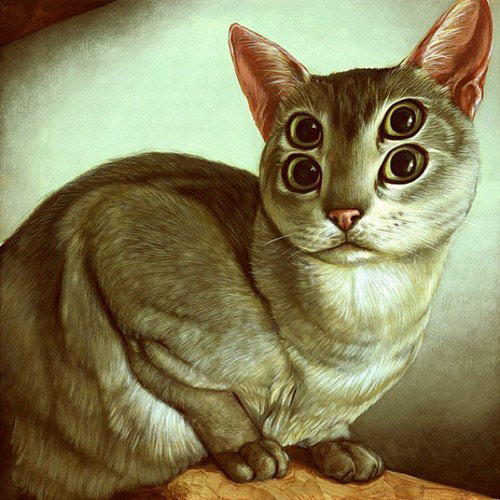 cat art with four eyes