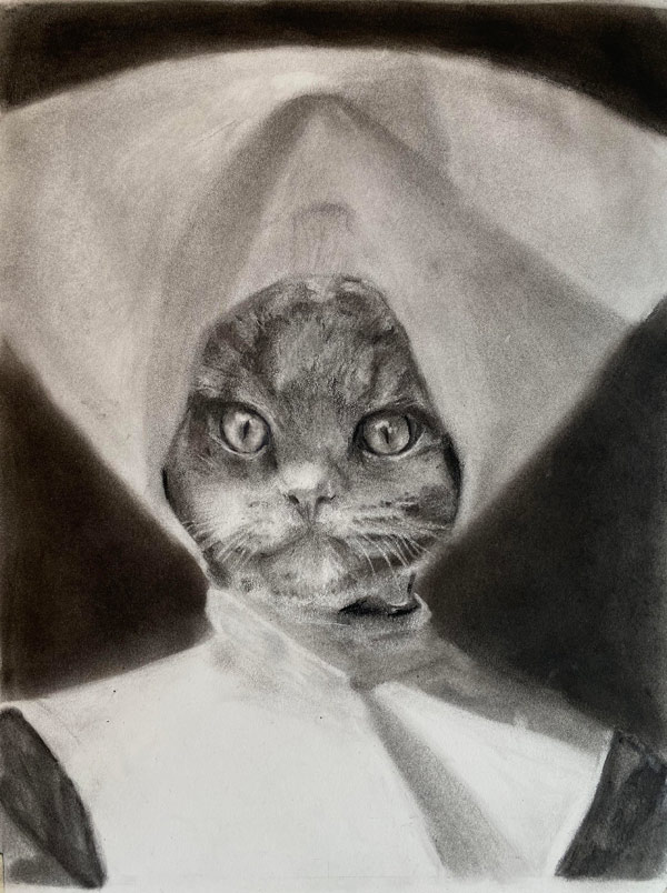 nun cat drawing art