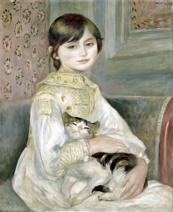 renoir art child with cat