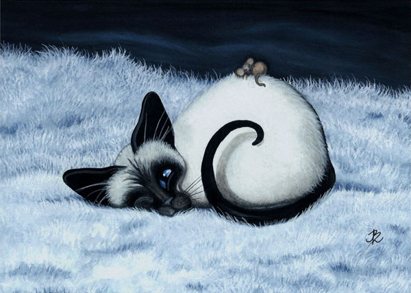 siamese cat with mouse art