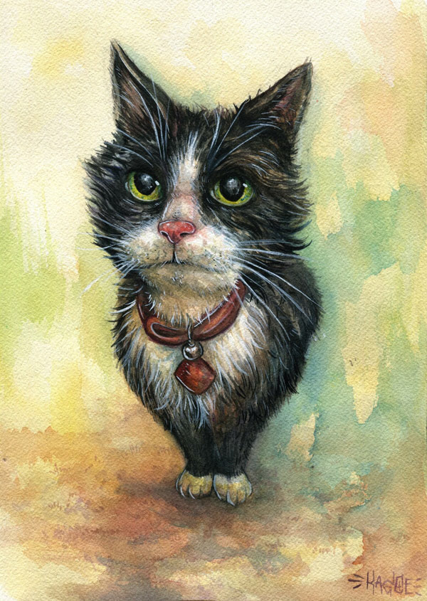 tuxedo cat painting
