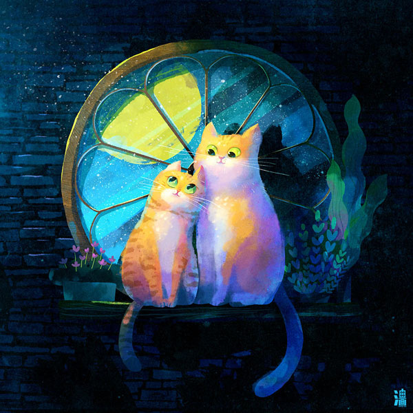 two cats art