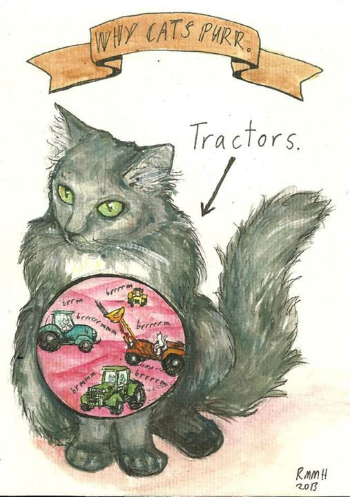cats purr because they are filled with tiny tractors comic