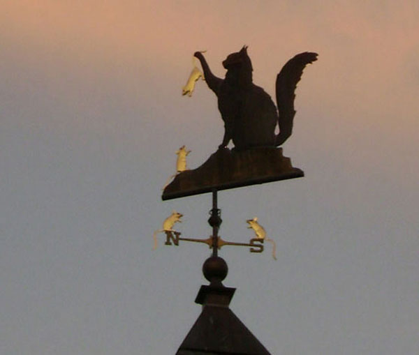 weathervane with cat and mouse