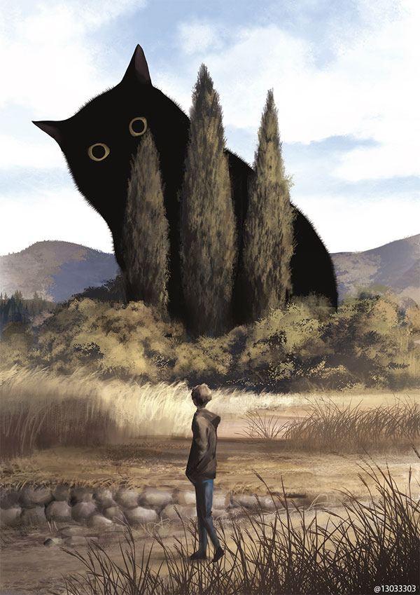 giant cat in the cedars art