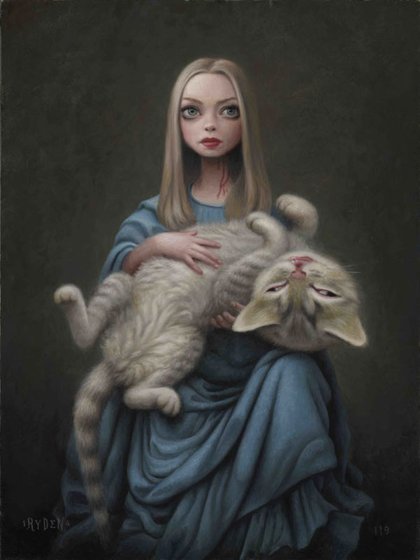 girl holding large cat art