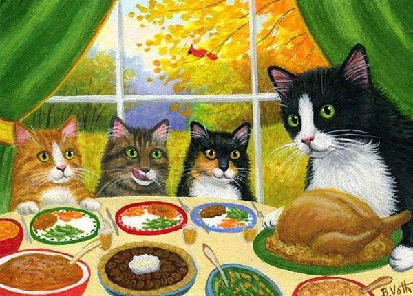 cat thanksgiving art