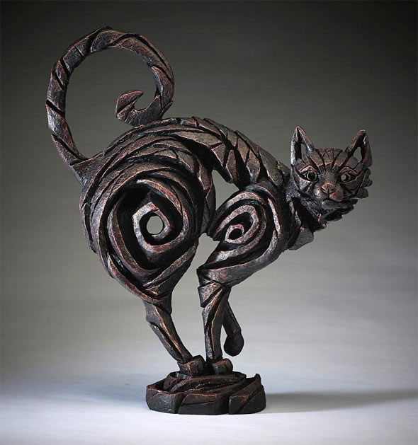 bronze statue of cat