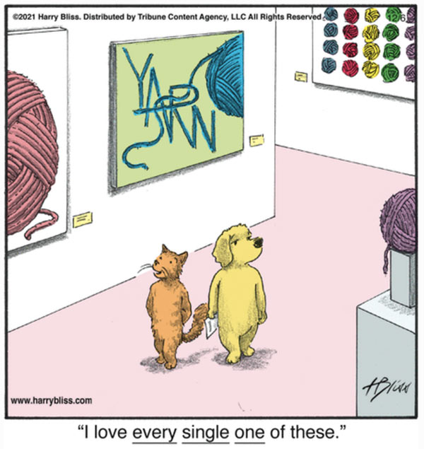 cat and dog in art museum comic