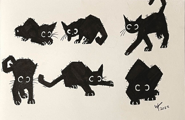 black cat silhouette art