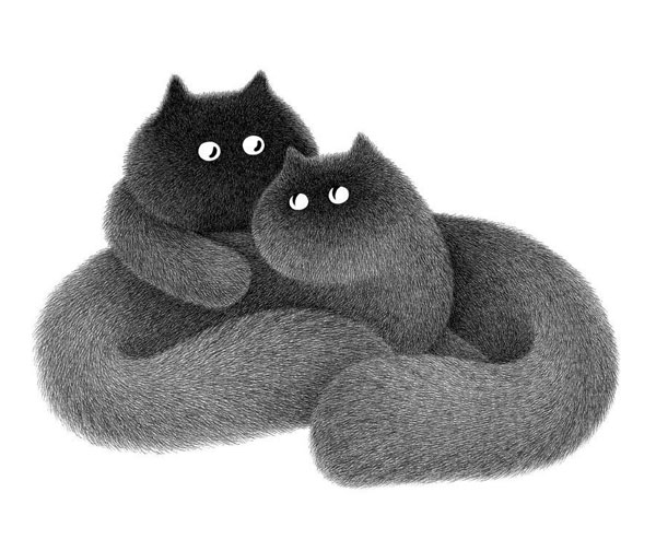 black fuzzy kitty  art