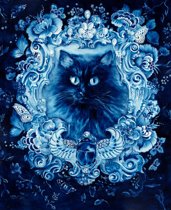blue cat art portrait