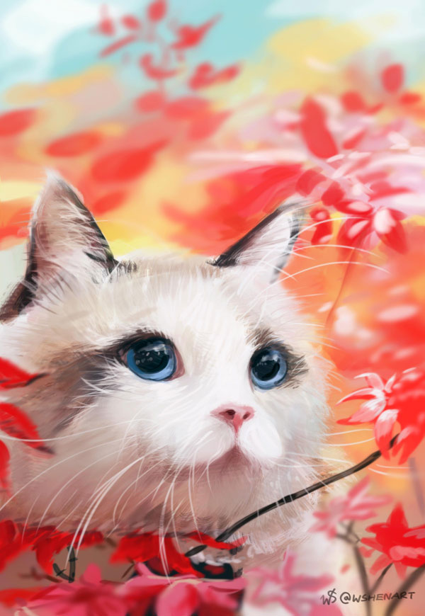 blue eyed cat  art