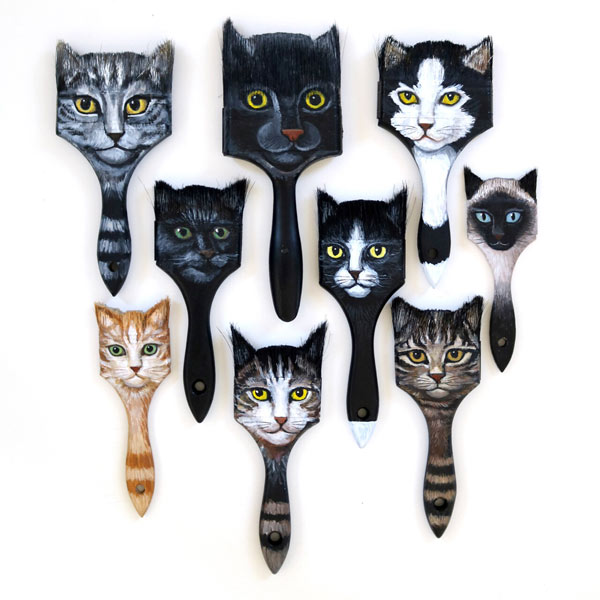 cat hairbrushes art
