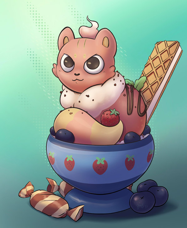 ice cream sundae cat art