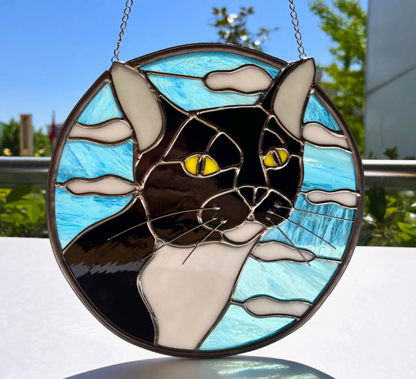 stained glass cat art