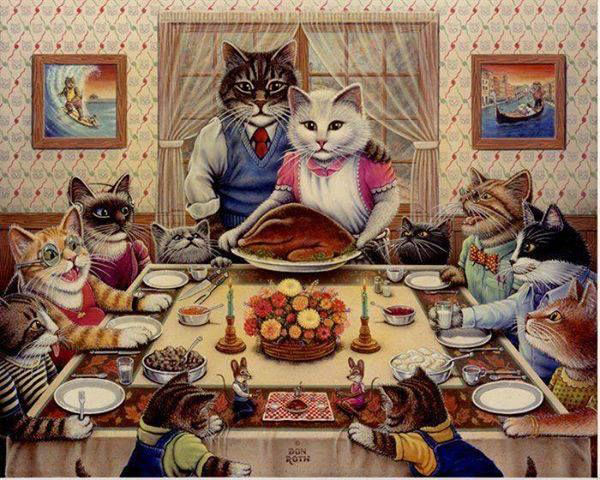 cat thanksgiving art