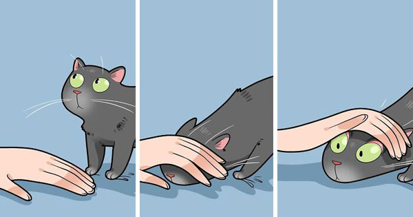 petting a cat comic