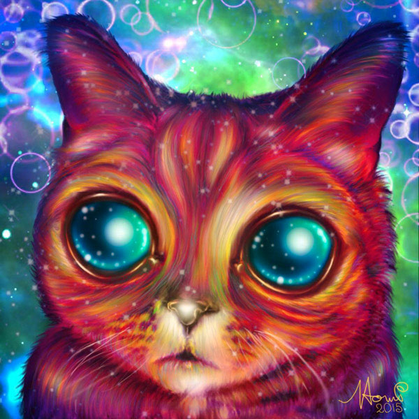 big eyed cat art