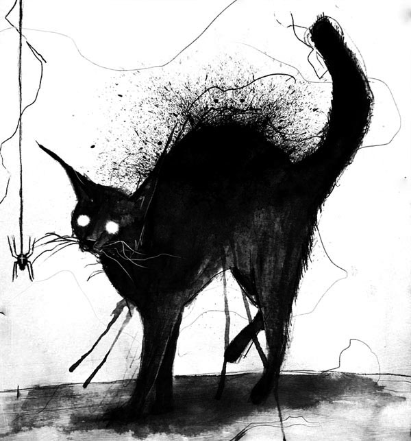 black cat ink art