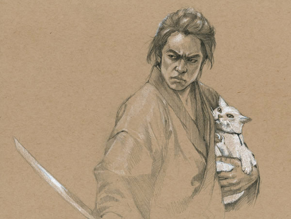 samurai and cat art