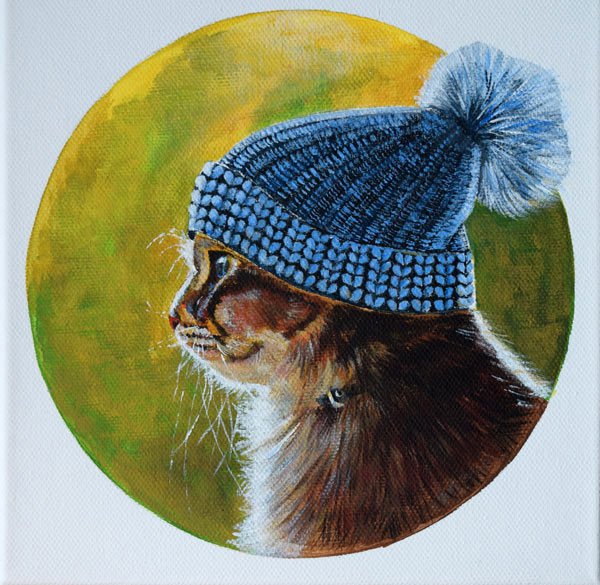 cat in blue hat  art