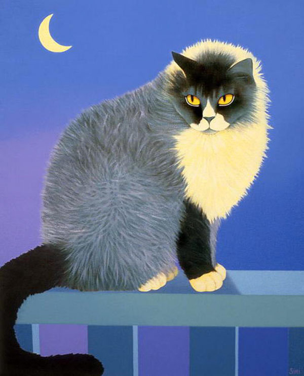 cat and moon painting