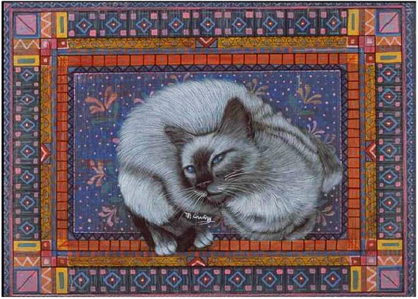 cat on carpet art