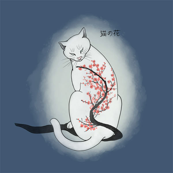 cherry blossom cat  art