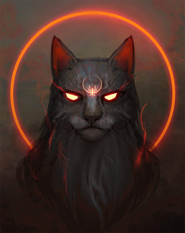 demonic black cat art