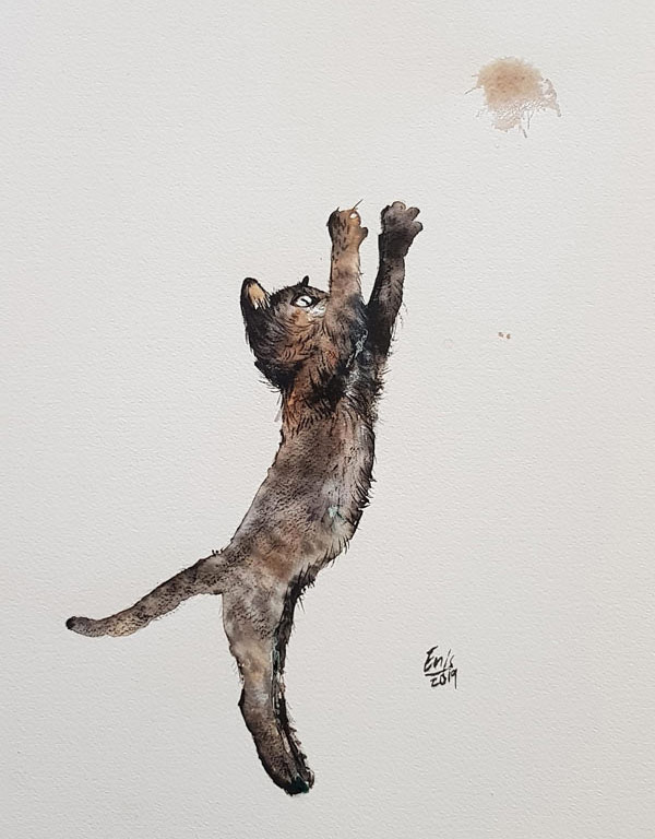kitten leaping  art