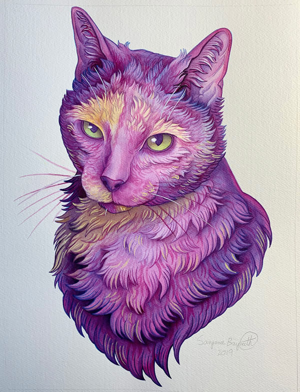 purple cat art