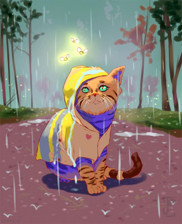 rainy day cat art