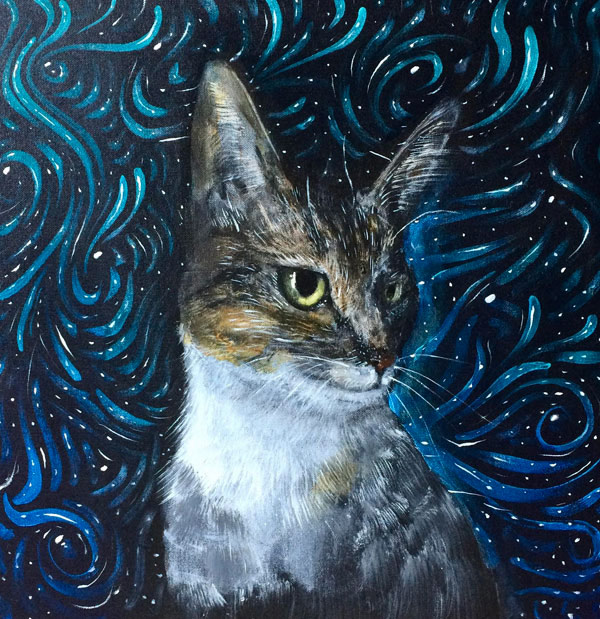 starry night cat art