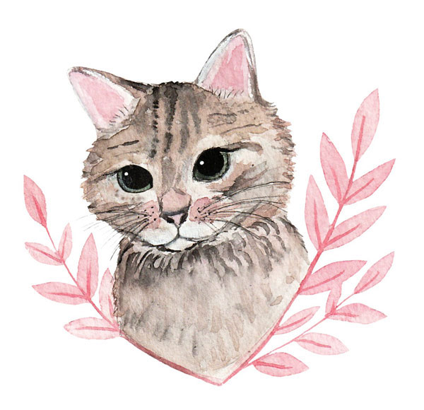 watercolor kitty art