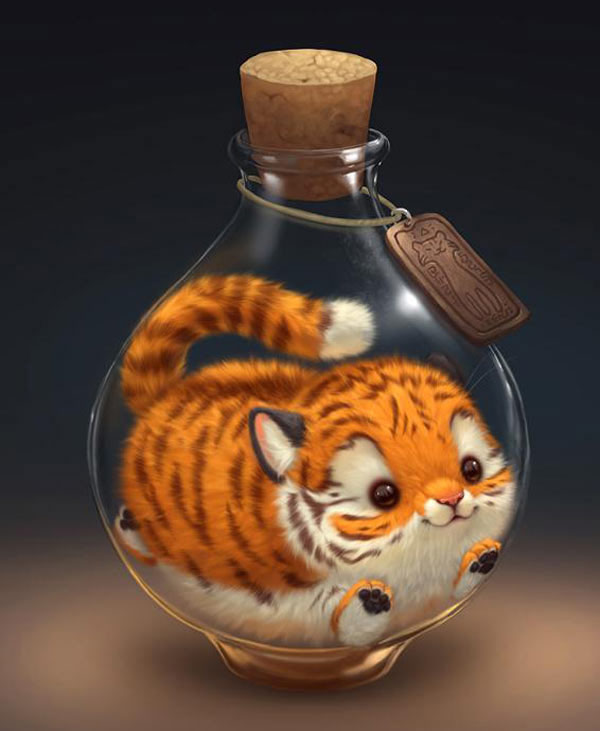 tiger in a bottle art