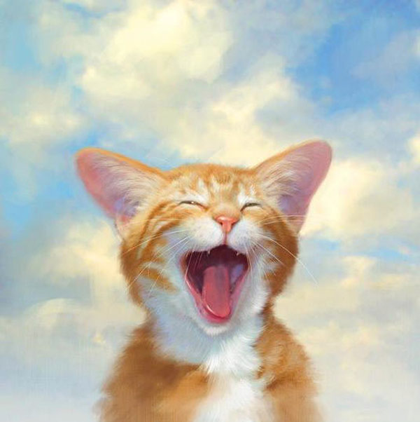yawning cat art