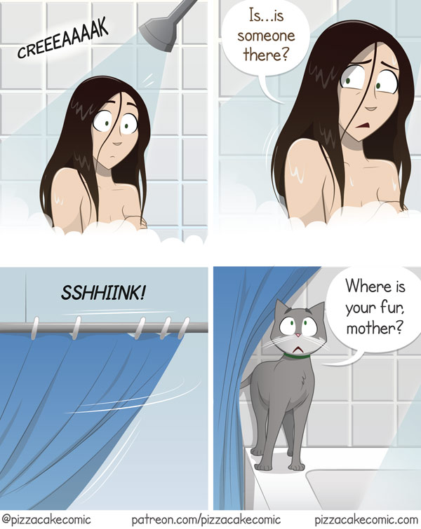 bathing with cat comic