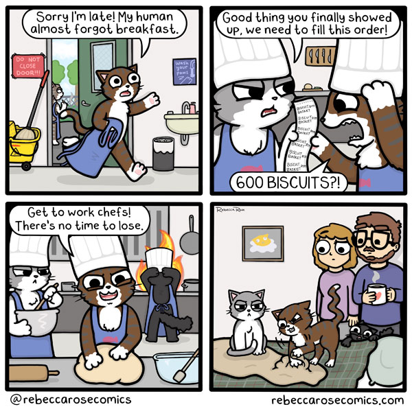 cats making biscuits comic