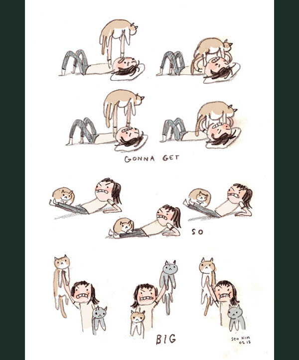 cat exercises comic