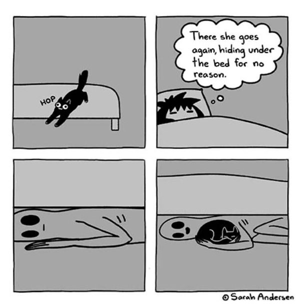 cat and monster under bed comic