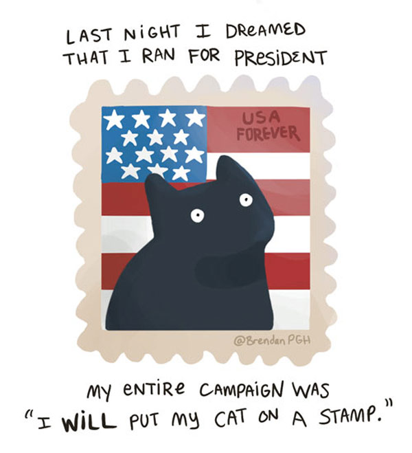 cat on stamp comic