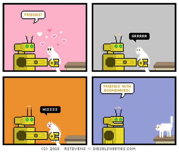 cat and robot comic