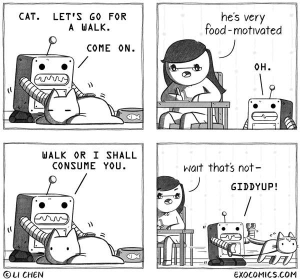 robot eat cat comic