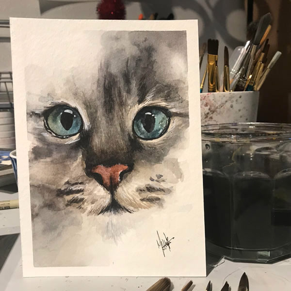 blue-eyed cat art