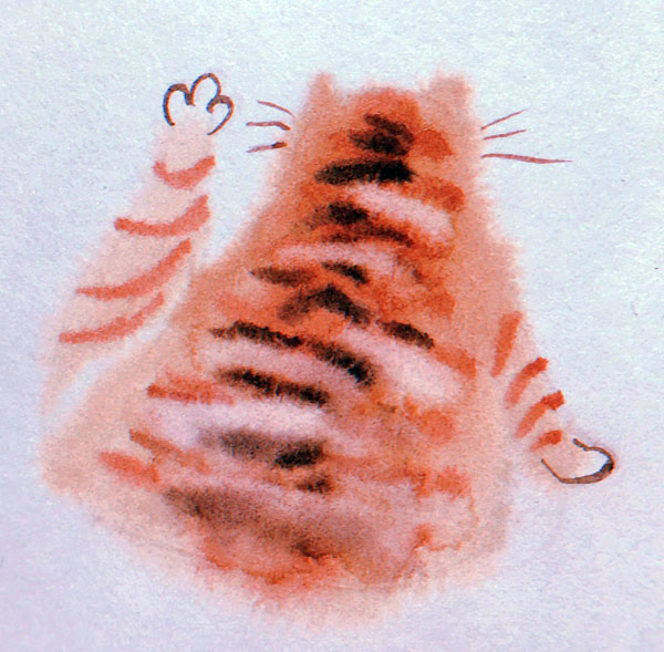 blurry watercolor cat art