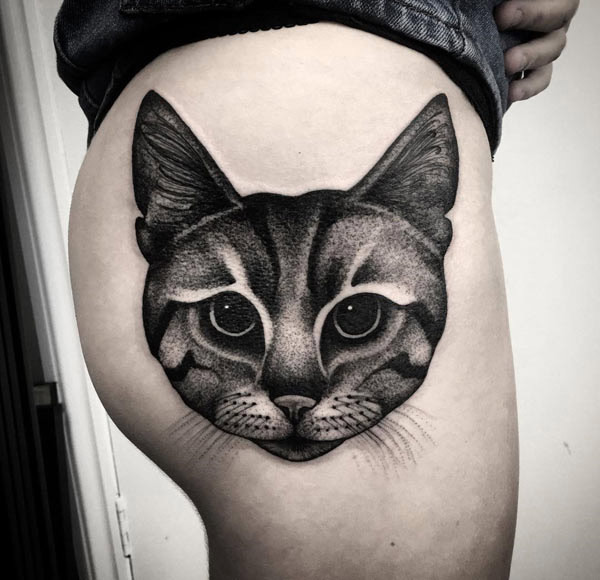 cat hip tattoo