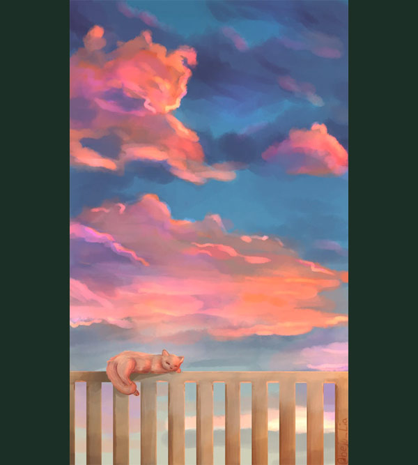 cat on fence art