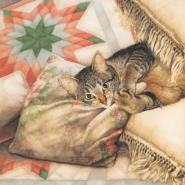 cat on pillow art